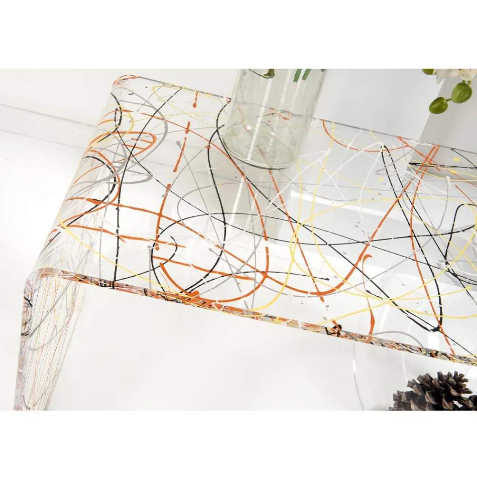 طاولة جسر حديثة مصنوعة من زجاج شبكي في إيطاليا، بولي Viadurini