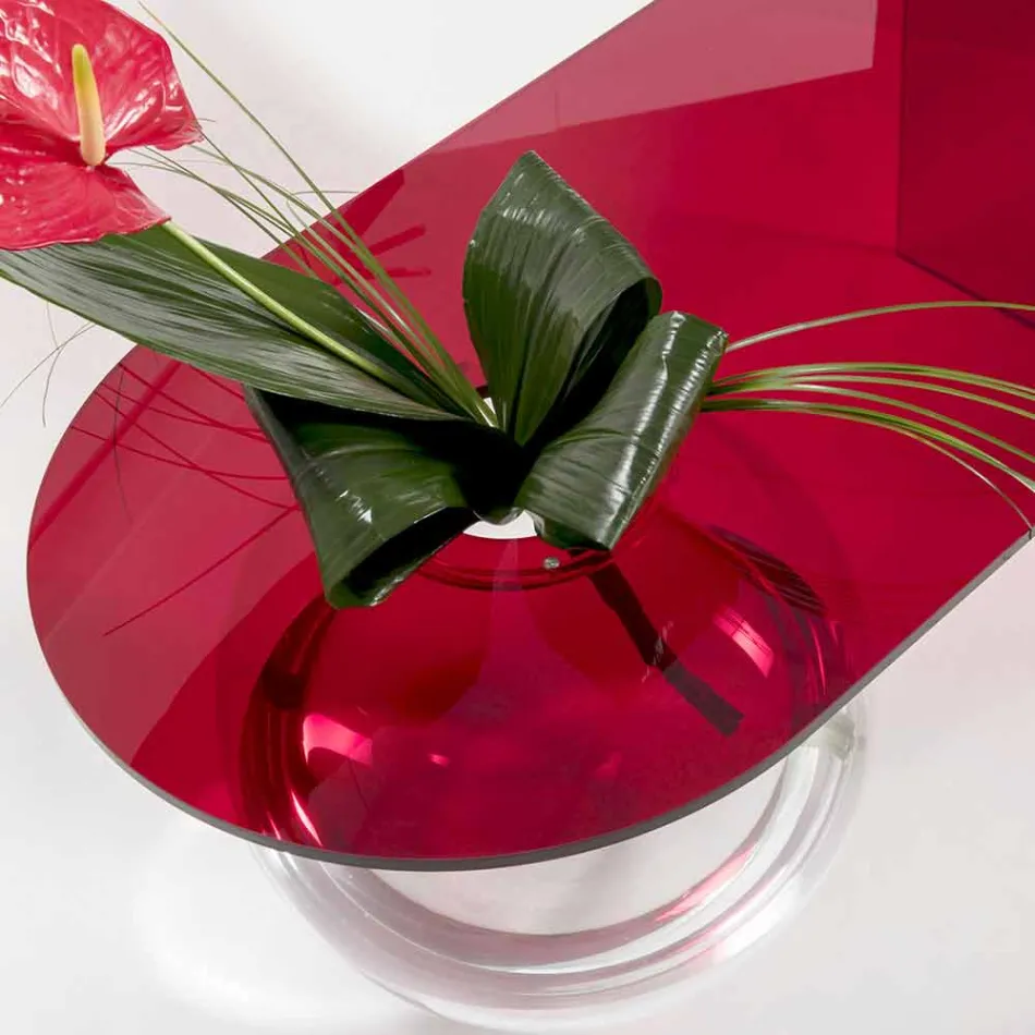 طاولة جسرية حديثة من زجاج شبكي مصنوعة في إيطاليا، بولي Viadurini