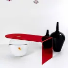 طاولة جسرية حديثة من زجاج شبكي مصنوعة في إيطاليا، بولي Viadurini