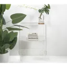 طاولة سرير جانبية منخفضة من زجاج شبكي شفاف، صنع في إيطاليا - العلمين Viadurini