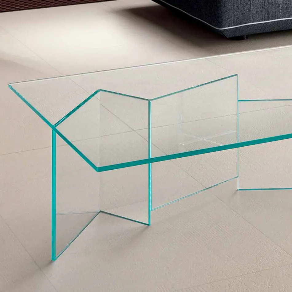 طاولة قهوة منخفضة من زجاج شفاف للغاية، متوفرة بمقاسين، صنع في إيطاليا - عشوائي Viadurini