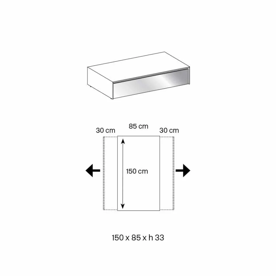 طاولة منخفضة لغرفة المعيشة مصنوعة من الزجاج المدخن وأدراج خشبية، متوفرة بثلاثة أحجام - مانترا Viadurini