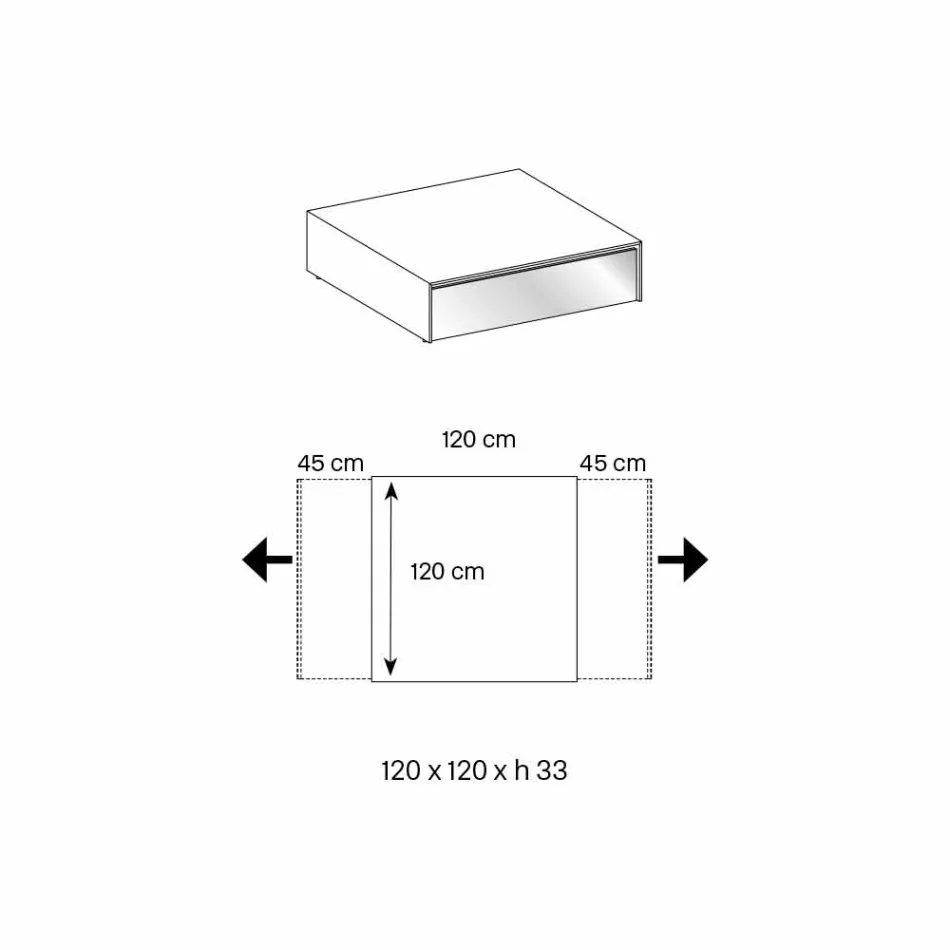 طاولة منخفضة لغرفة المعيشة مصنوعة من الزجاج المدخن وأدراج خشبية، متوفرة بثلاثة أحجام - مانترا Viadurini