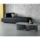 طاولة قهوة منخفضة لغرفة المعيشة، سطح سيراميك وأرجل من الزجاج المدخن، 3 أحجام - عشوائي Viadurini