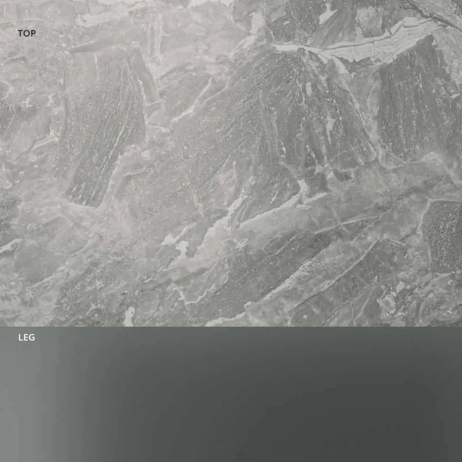 طاولة قهوة منخفضة لغرفة المعيشة، سطح سيراميك وأرجل من الزجاج المدخن، 3 أحجام - عشوائي Viadurini