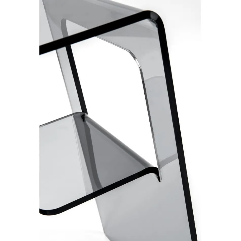 طاولة بجانب السرير مصنوعة من زجاج شبكي شفاف أو مدخن، صنع في إيطاليا - لولاو Viadurini