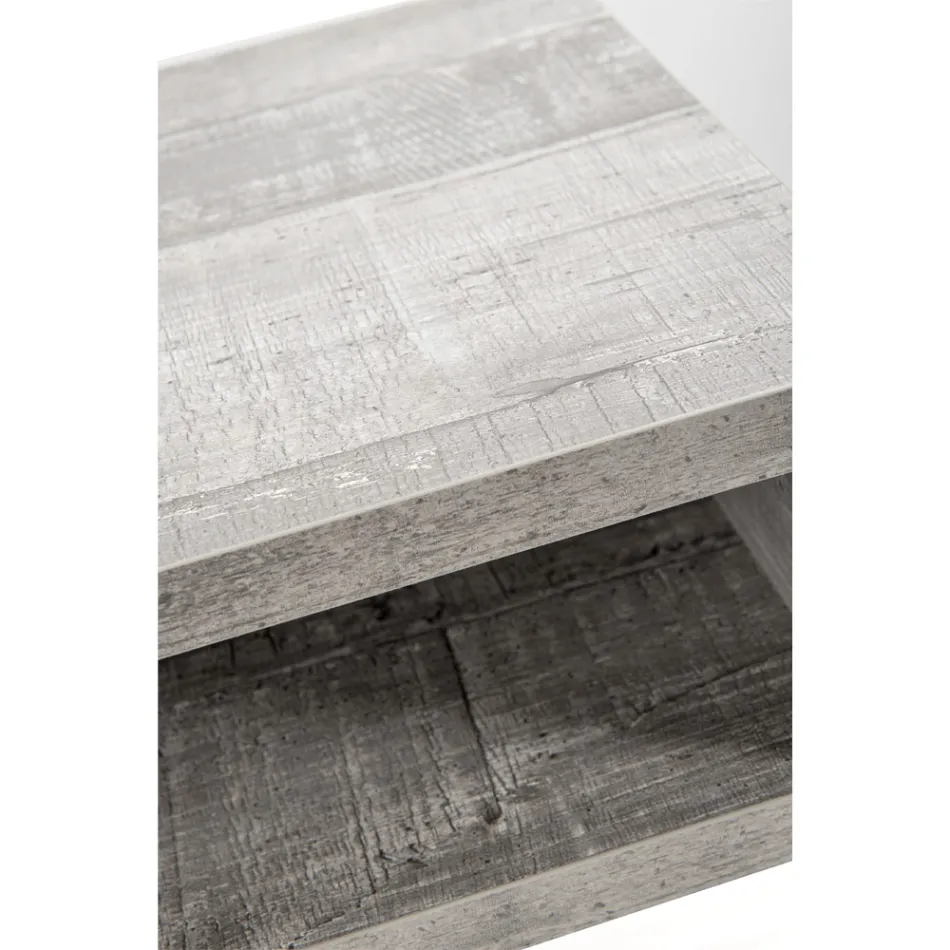 طاولة سرير جانبية قابلة لإعادة التدوير مصنوعة من زجاج شبكي شفاف وخشب - باسكولي Viadurini