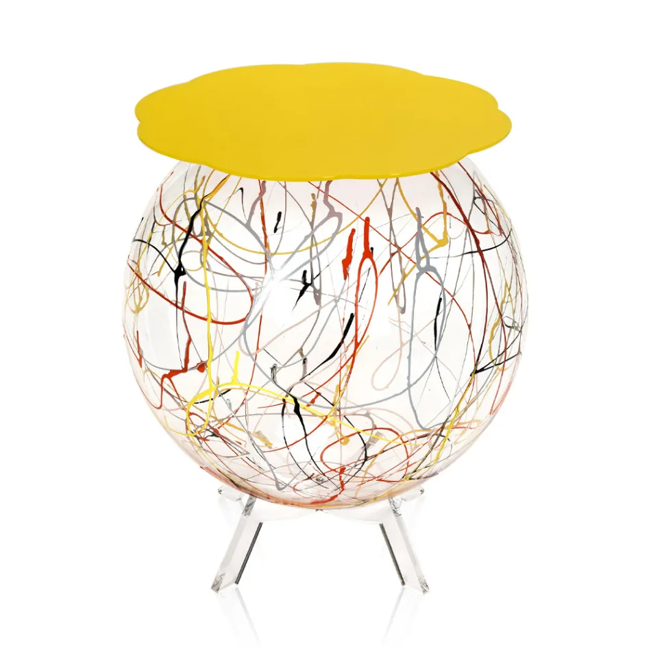 طاولة سرير جانبية متعددة الاستخدامات مصنوعة من زجاج شبكي ملون قابل لإعادة التدوير - باولوني Viadurini