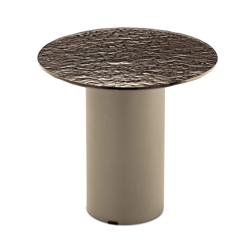 طاولة قهوة بقاعدة معدنية وسطح من المرآة أو الزجاج بقطر 45 سم - فلامينيا Viadurini