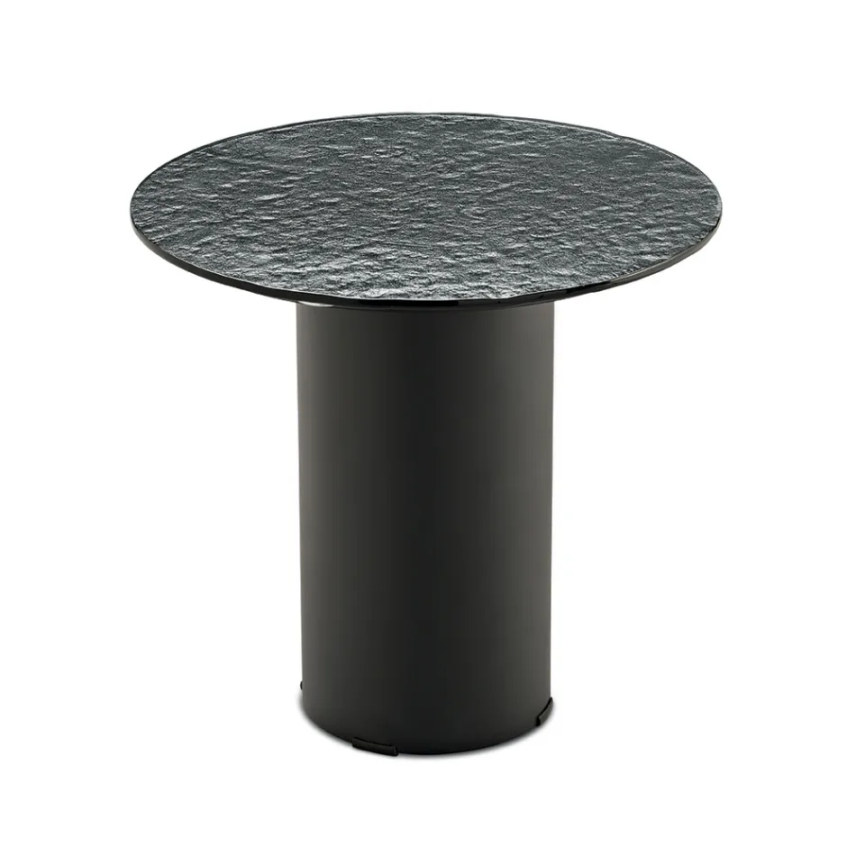 طاولة قهوة بقاعدة معدنية وسطح من المرآة أو الزجاج بقطر 45 سم - فلامينيا Viadurini