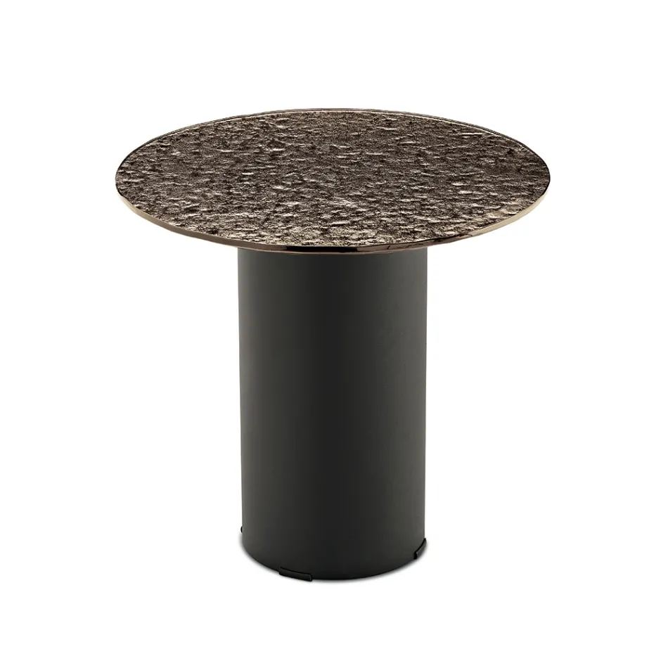 طاولة قهوة بقاعدة معدنية وسطح من المرآة أو الزجاج بقطر 45 سم - فلامينيا Viadurini