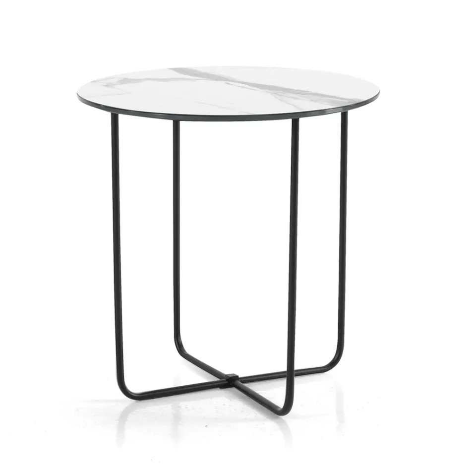 طاولة قهوة بمرآة وسطح سيراميك بتأثير الرخام، صنع في إيطاليا - جوستا Viadurini