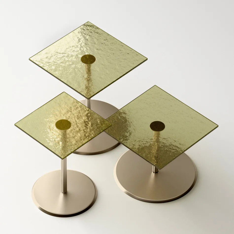 طاولة قهوة ذات سطح مربع من الزجاج أو المعدن، صنعت في إيطاليا - أنكين Viadurini