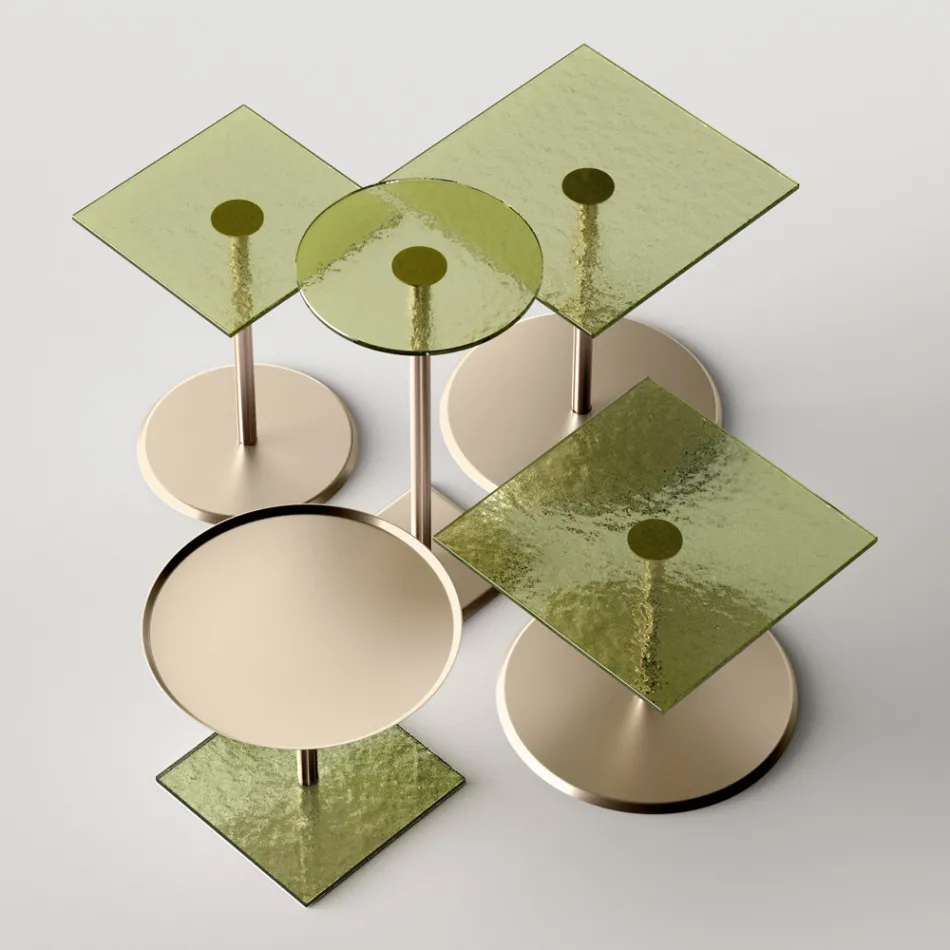 طاولة قهوة ذات سطح مربع من الزجاج أو المعدن، صنعت في إيطاليا - أنكين Viadurini