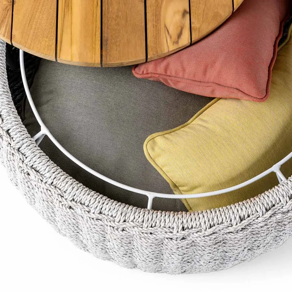 طاولة حديقة من حاويات مصنوعة من خشب الساج ومنسوجة بحبل - أرجونا Viadurini