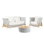 طاولة حديقة من خشب الساج والحبال المنسوجة - أرجونا Viadurini