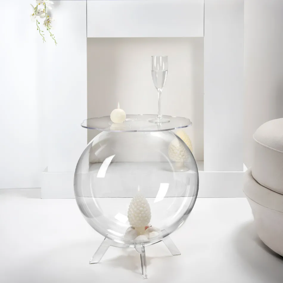 طاولة حاوية متعددة الأغراض من زجاج شبكي شفاف، صنع في إيطاليا - سكار Viadurini