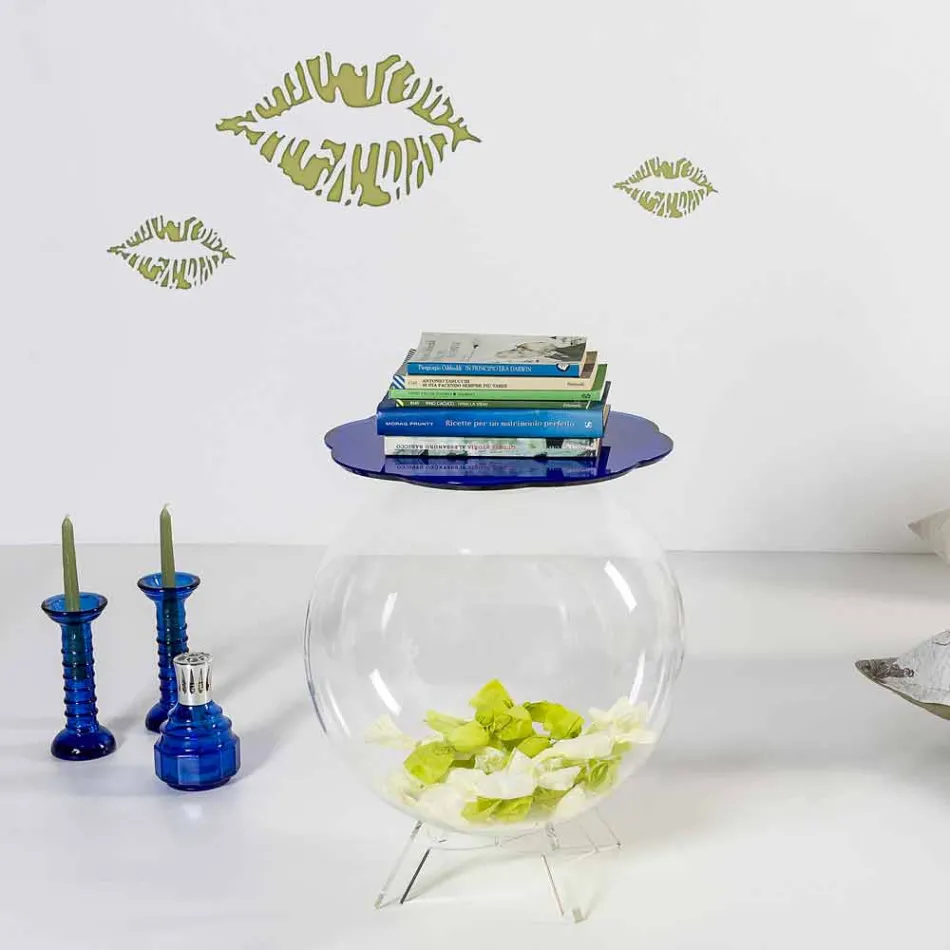 طاولة قهوة / حاوية Biffy Blue، تصميم عصري مصنوع في إيطاليا Viadurini