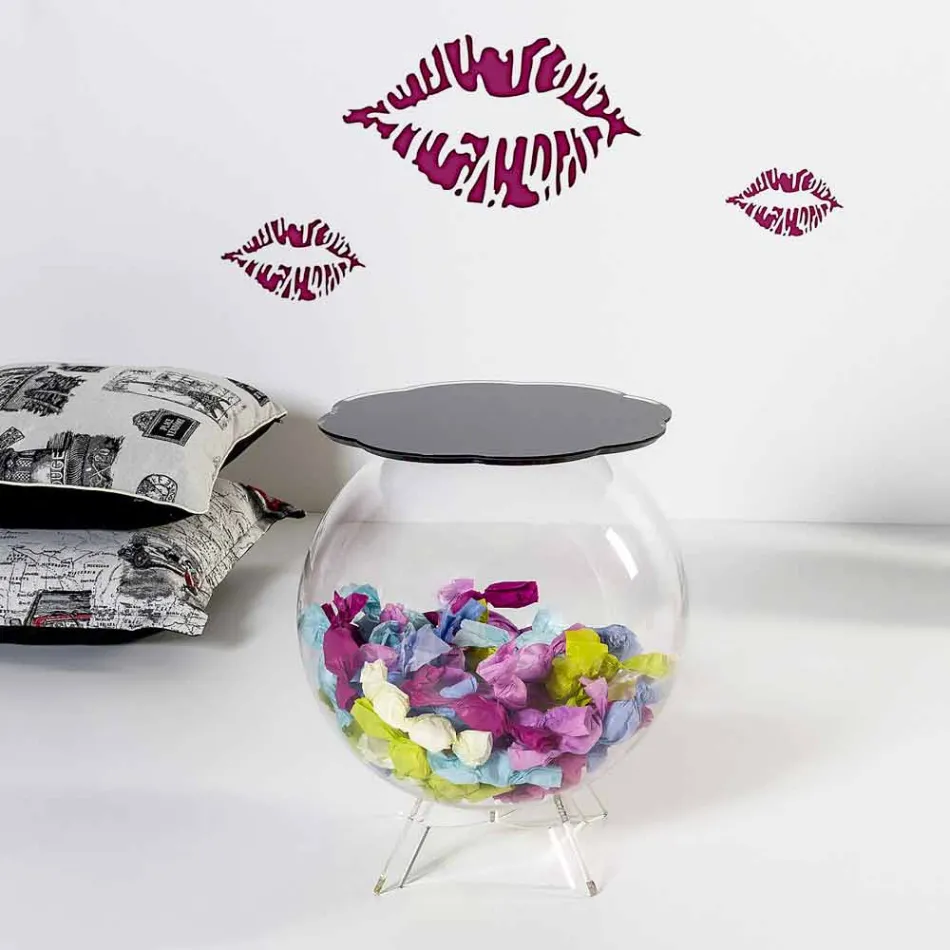 طاولة قهوة دائرية سوداء / حاوية بيفي، تصميم عصري صنع في إيطاليا Viadurini