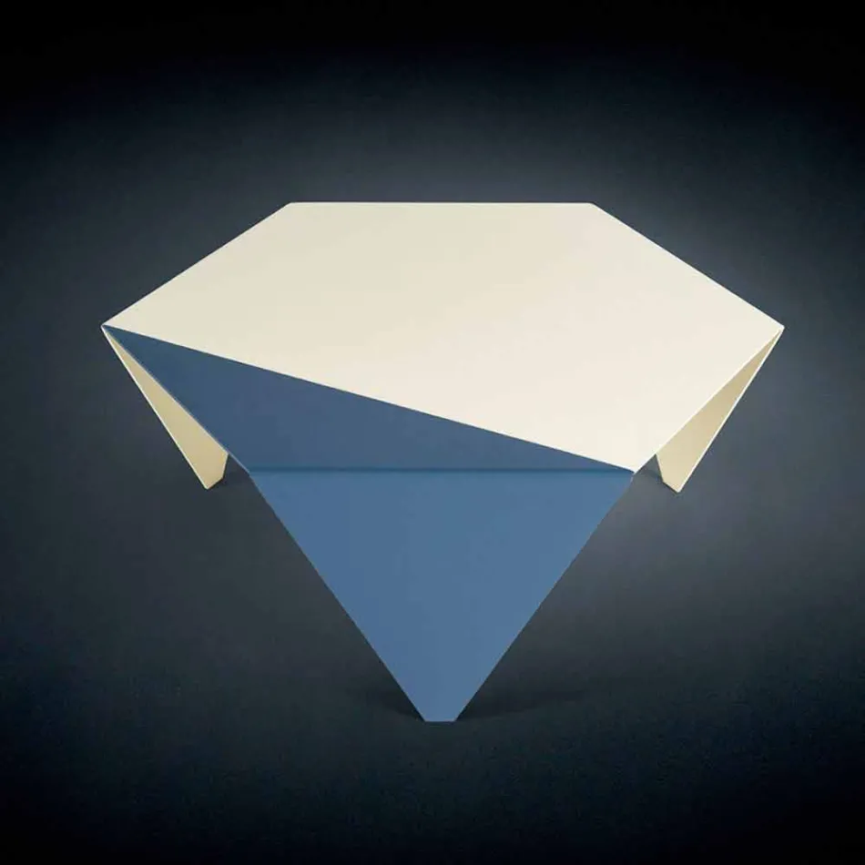 طاولة قهوة بتصميم معدني ثنائي اللون، قهوة مقطوعة بالليزر، كشكشة Viadurini