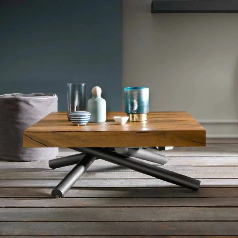 طاولة قهوة بتصميم قابل للتحويل من الخشب الإيطالي الصنع - فينسينزو Viadurini