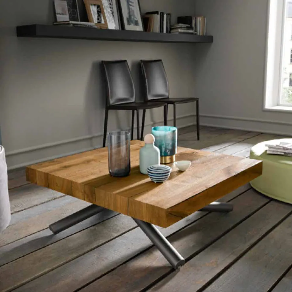 طاولة قهوة بتصميم قابل للتحويل من الخشب الإيطالي الصنع - فينسينزو Viadurini