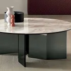 طاولة قهوة دائرية بسطح سيراميك وأرجل من الزجاج المدخن - عشوائي Viadurini