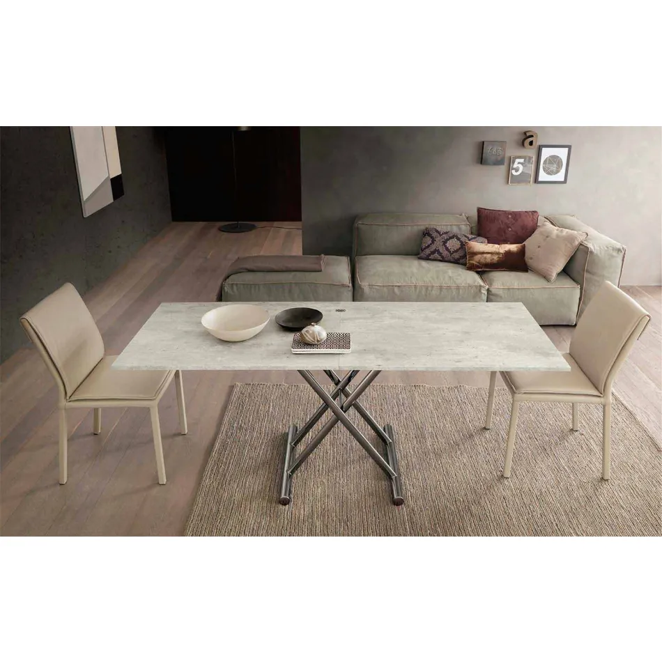 طاولة قهوة حديثة قابلة للتحويل مصنوعة من الخشب والمعدن في إيطاليا - غابري Viadurini