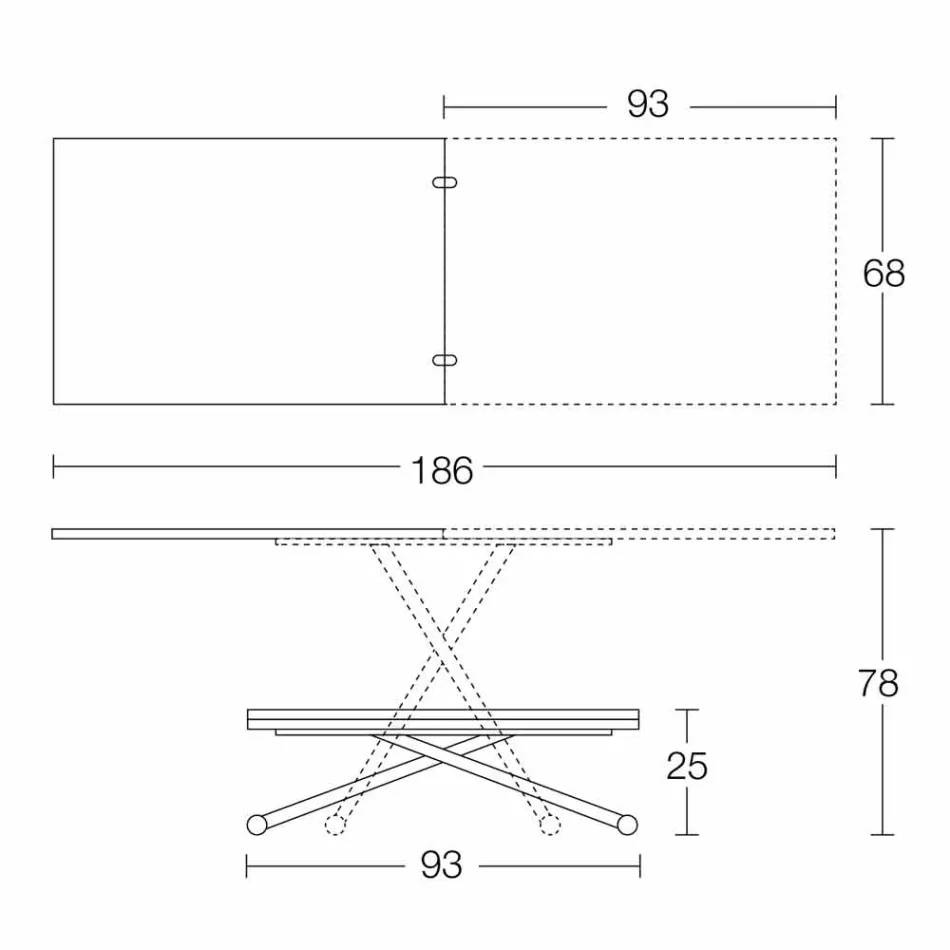 طاولة قهوة حديثة قابلة للتحويل مصنوعة من الخشب والمعدن في إيطاليا - غابري Viadurini