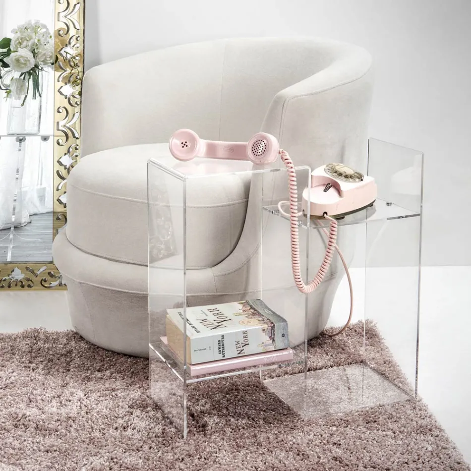 طاولة أريكة من زجاج شبكي شفاف أو دخاني، صنع في إيطاليا - جاني Viadurini