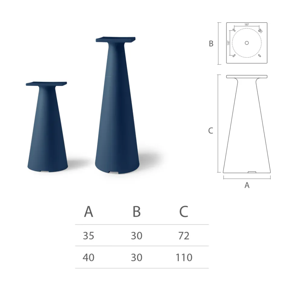 قاعدة طاولة قهوة للحديقة مصنوعة من البولي إيثيلين وسطح HPL، صنع في إيطاليا - لوسي Viadurini