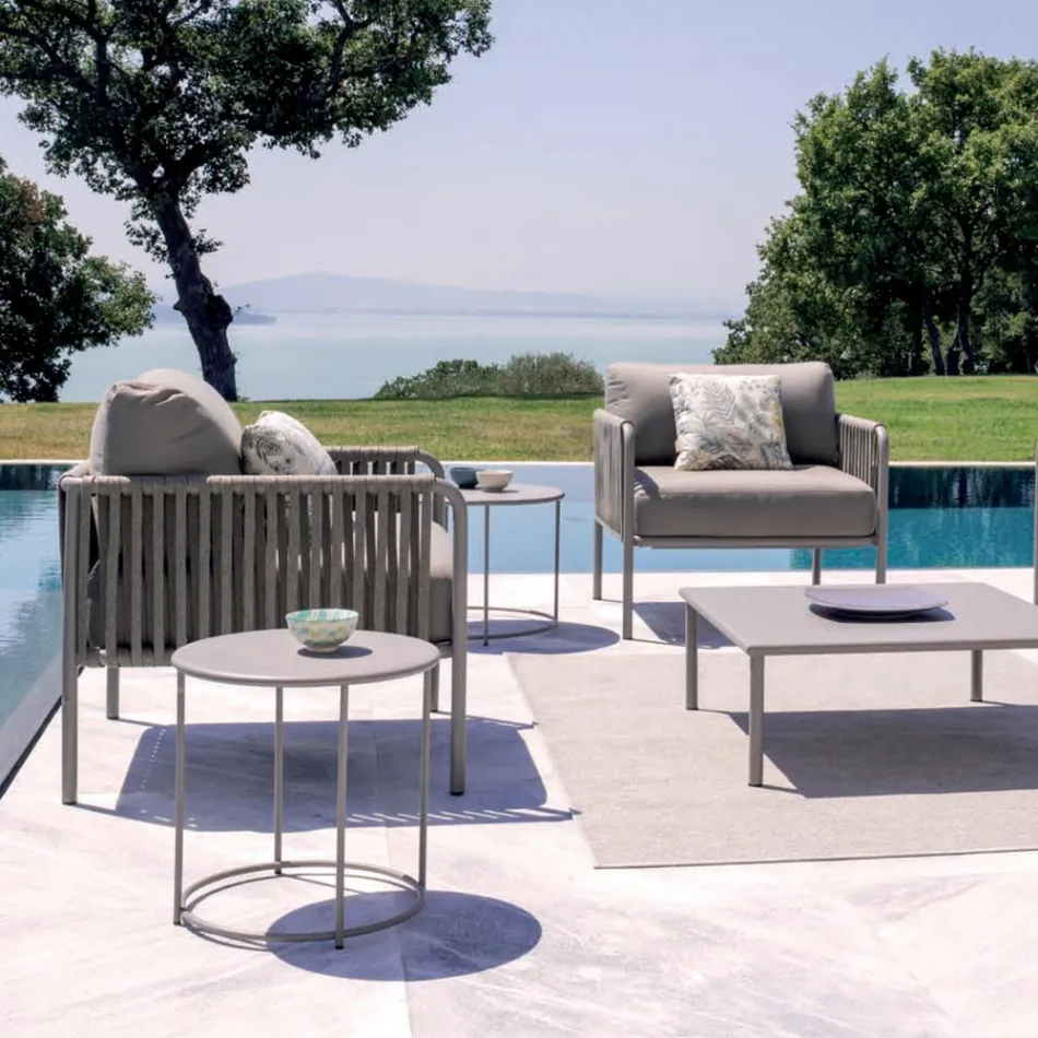 طاولة قهوة للحديقة من الفولاذ المجلفن بأحجام مختلفة، صنع في إيطاليا - بريين Viadurini