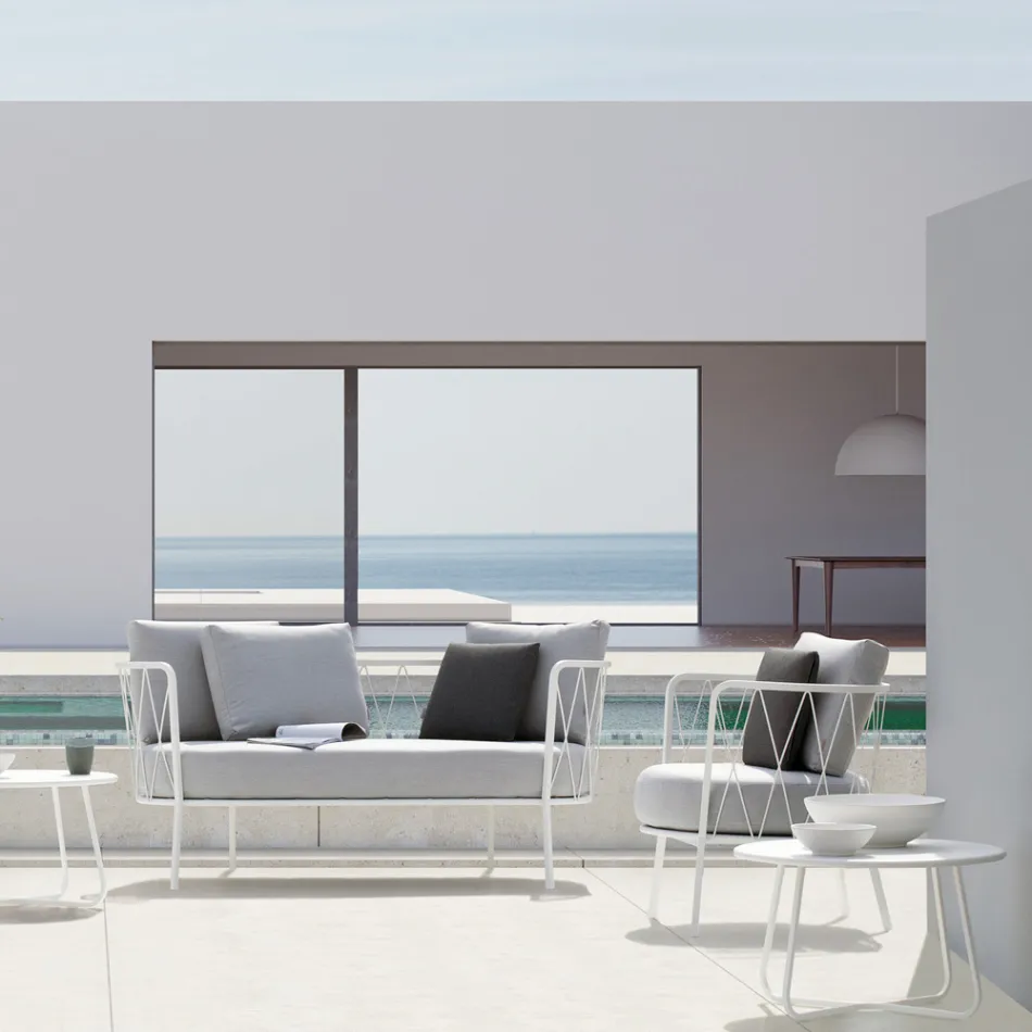 طاولة قهوة للحديقة مصنوعة من الفولاذ المجلفن في إيطاليا - بريين Viadurini