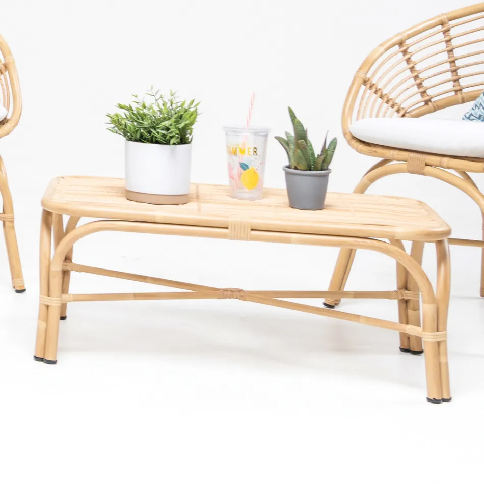 طاولة قهوة للحديقة مصنوعة من الألومنيوم والبولي راتان - إليد Viadurini