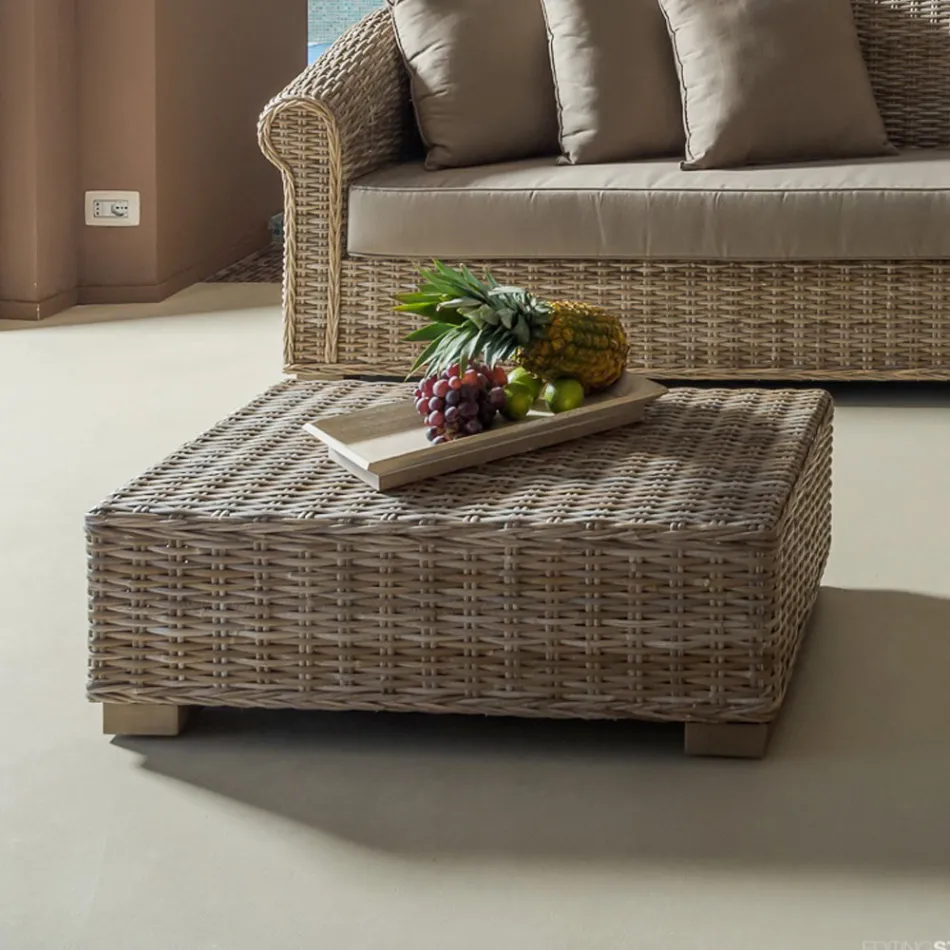 طاولة قهوة للحديقة مصنوعة من الألياف الطبيعية من Kubù - Isildur Viadurini