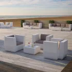 طاولة قهوة مربعة للحديقة مصنوعة من البولي إيثيلين في إيطاليا - ماكاو Viadurini