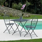 طاولة قهوة مربعة قابلة للطي للحديقة، لون رمادي أنثراسيت، حديد - زوبيبة Viadurini