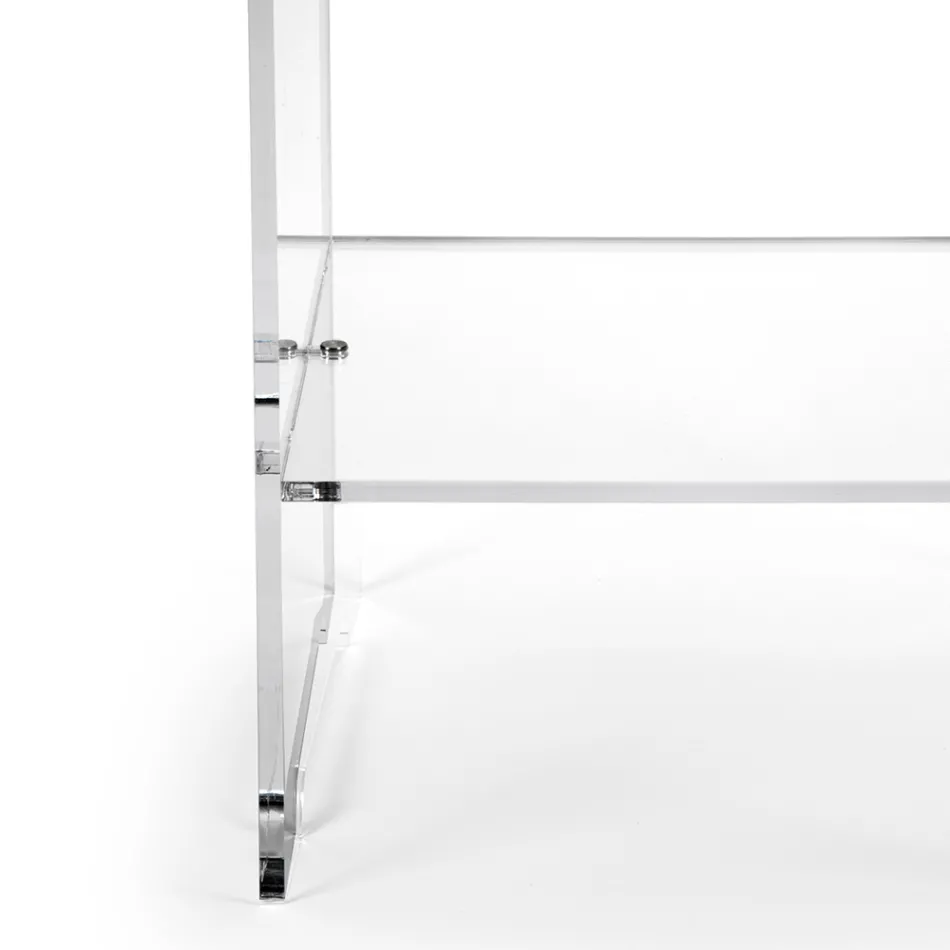 طاولة قهوة مع رف واحد من زجاج شبكي شفاف، صنع في إيطاليا - مولان Viadurini