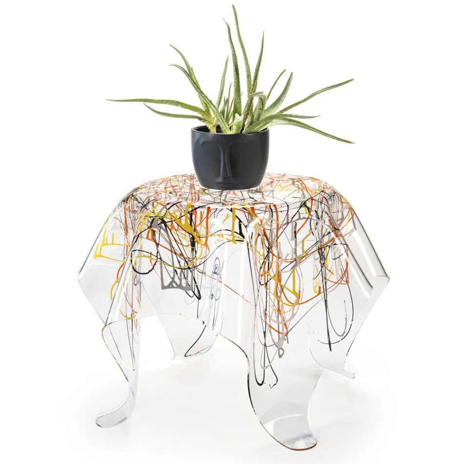 طاولة قهوة بسطح وقاعدة من زجاج شبكي، صنع في إيطاليا - برينتو Viadurini