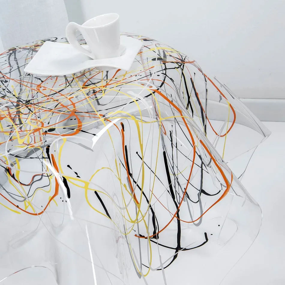 طاولة قهوة بسطح وقاعدة من زجاج شبكي، صنع في إيطاليا - برينتو Viadurini