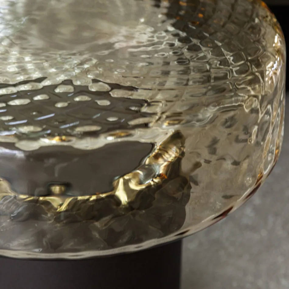 طاولة قهوة بسطح زجاجي وقاعدة معدنية، صنع في إيطاليا - باتولا Viadurini