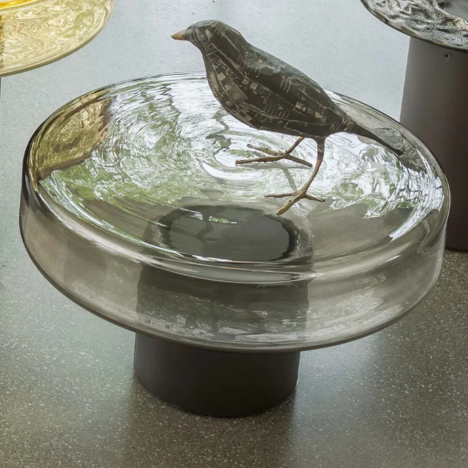 طاولة قهوة ذات سطح زجاجي وقاعدة معدنية صنع في إيطاليا - باتولا Viadurini