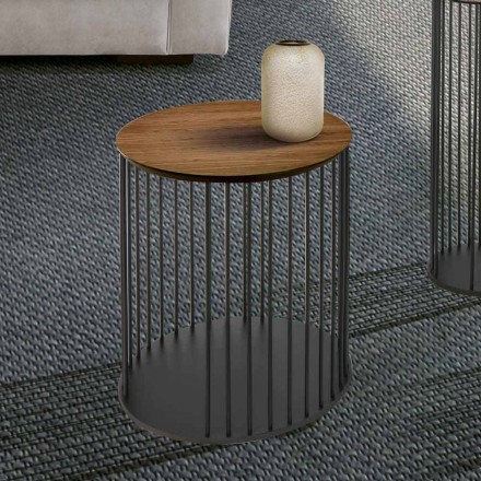 طاولة قهوة ذات سطح خشبي دائري، صنع في إيطاليا - مونتيبيانكو Viadurini