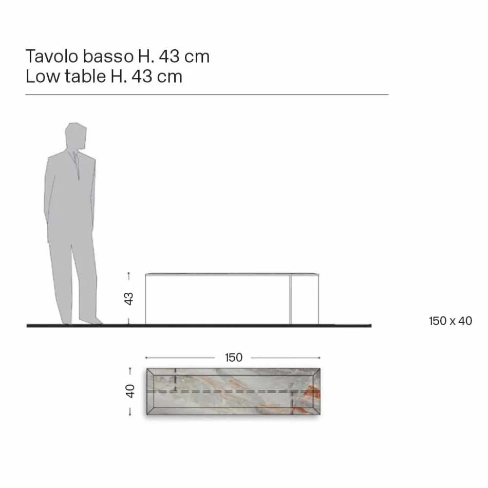 طاولة قهوة بتصميم رخامي مع قاعدة زجاجية، صنع في إيطاليا - مولينو Viadurini