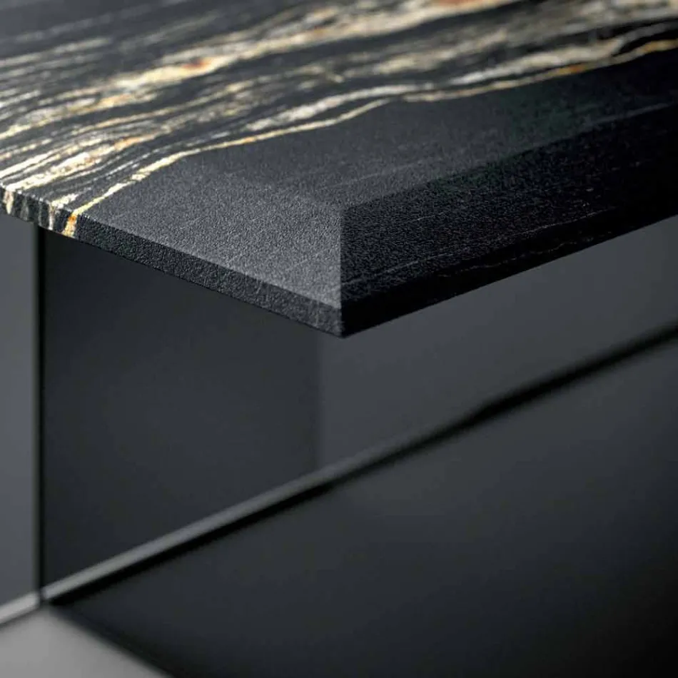 طاولة قهوة بتصميم رخامي مع قاعدة زجاجية، صنع في إيطاليا - مولينو Viadurini