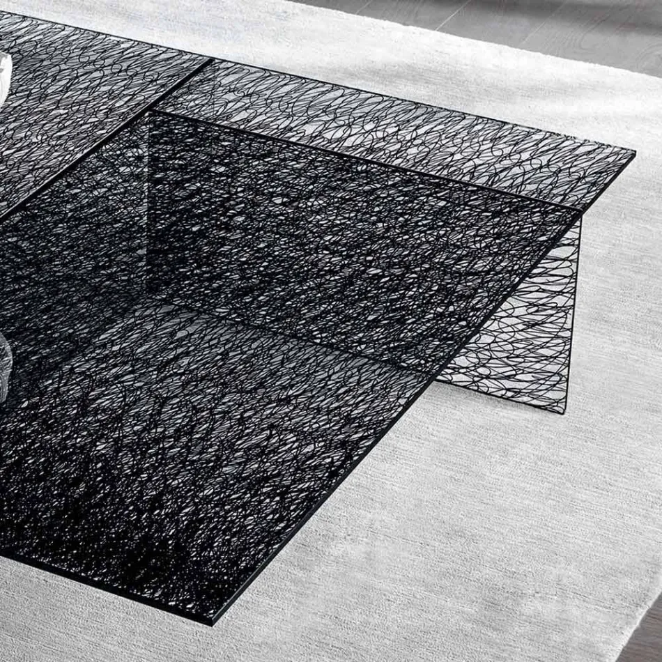 طاولة قهوة بتصميم زجاجي مزخرف خفيف الوزن، صنع في إيطاليا - سيستولا Viadurini
