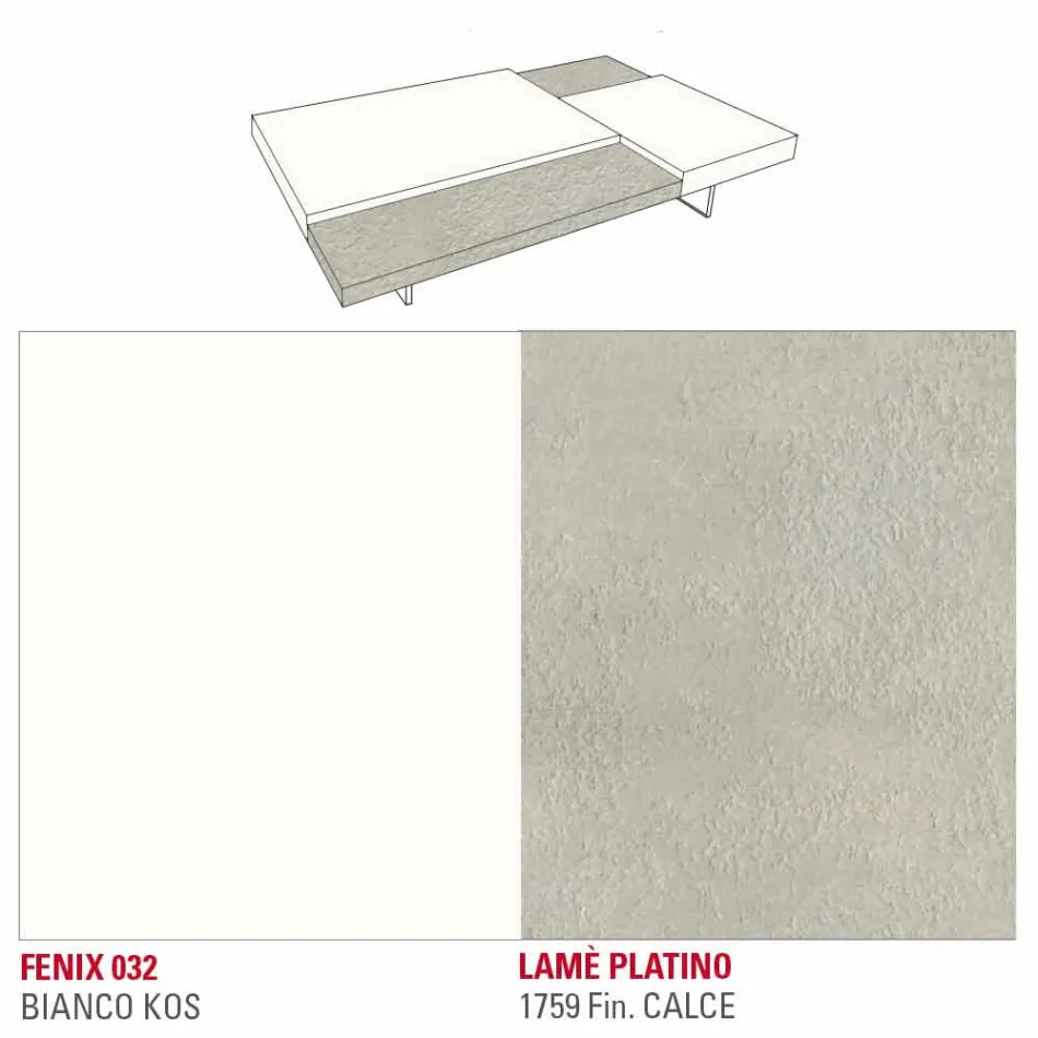 طاولة قهوة فينيكس بأرجل شفافة مصنوعة في إيطاليا - جاستن Viadurini