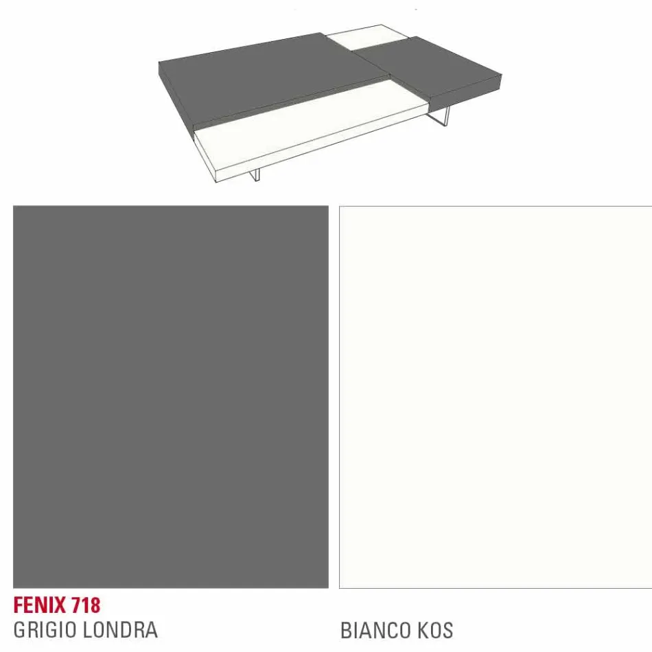 طاولة قهوة فينيكس بأرجل شفافة مصنوعة في إيطاليا - جاستن Viadurini