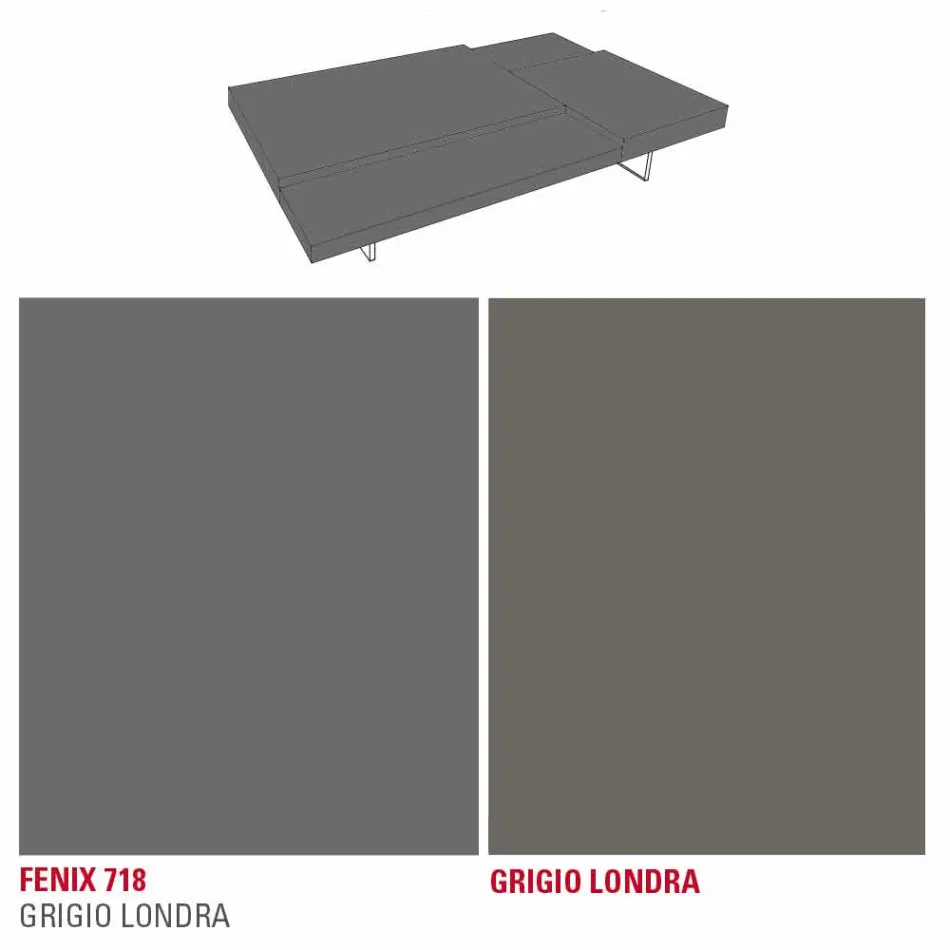 طاولة قهوة فينيكس بأرجل شفافة مصنوعة في إيطاليا - جاستن Viadurini