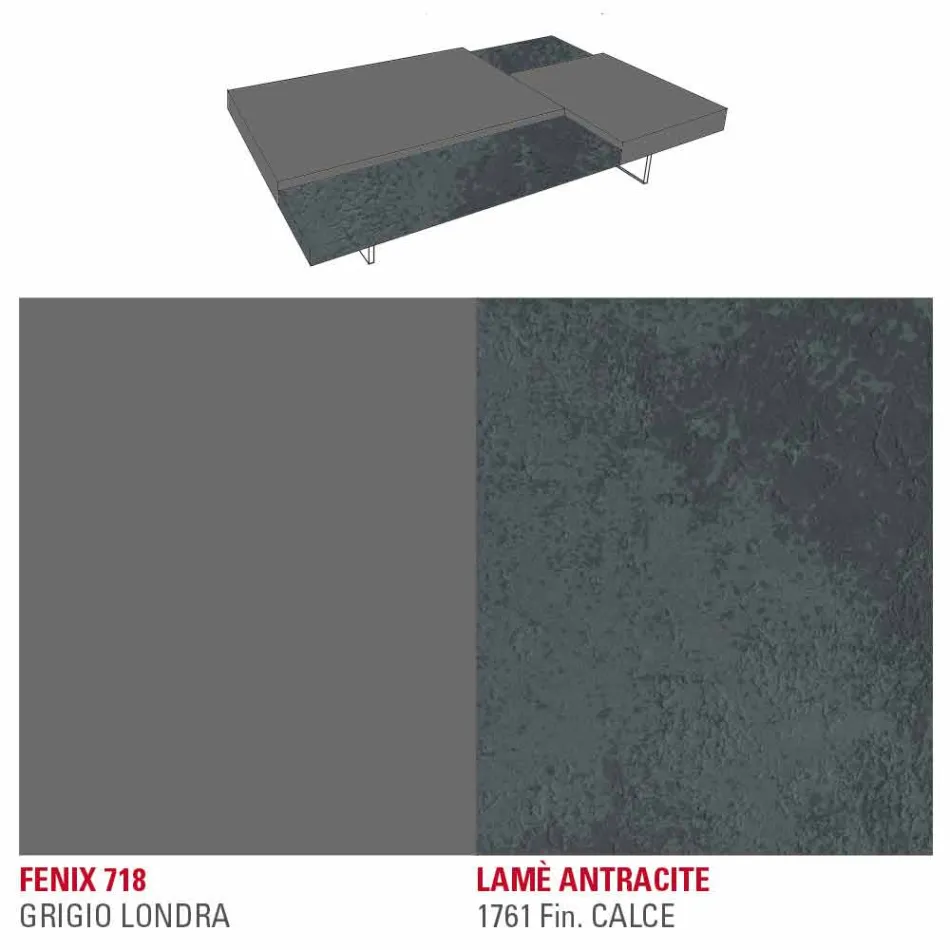 طاولة قهوة فينيكس بأرجل شفافة مصنوعة في إيطاليا - جاستن Viadurini